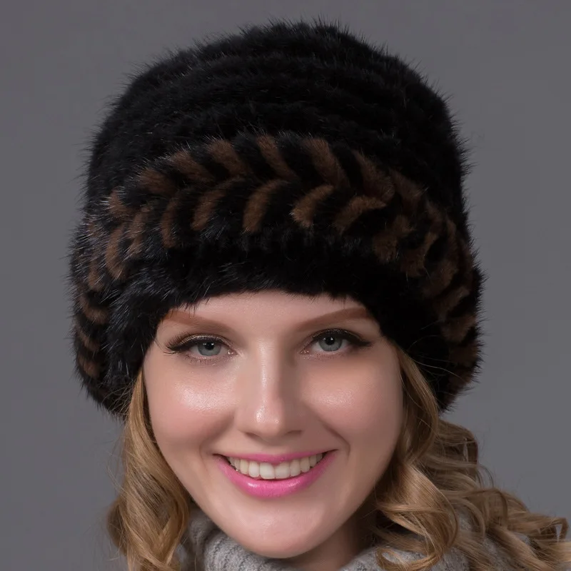 Женские зимние шапки из натурального меха норки|Женские Skullies и шапочки| |