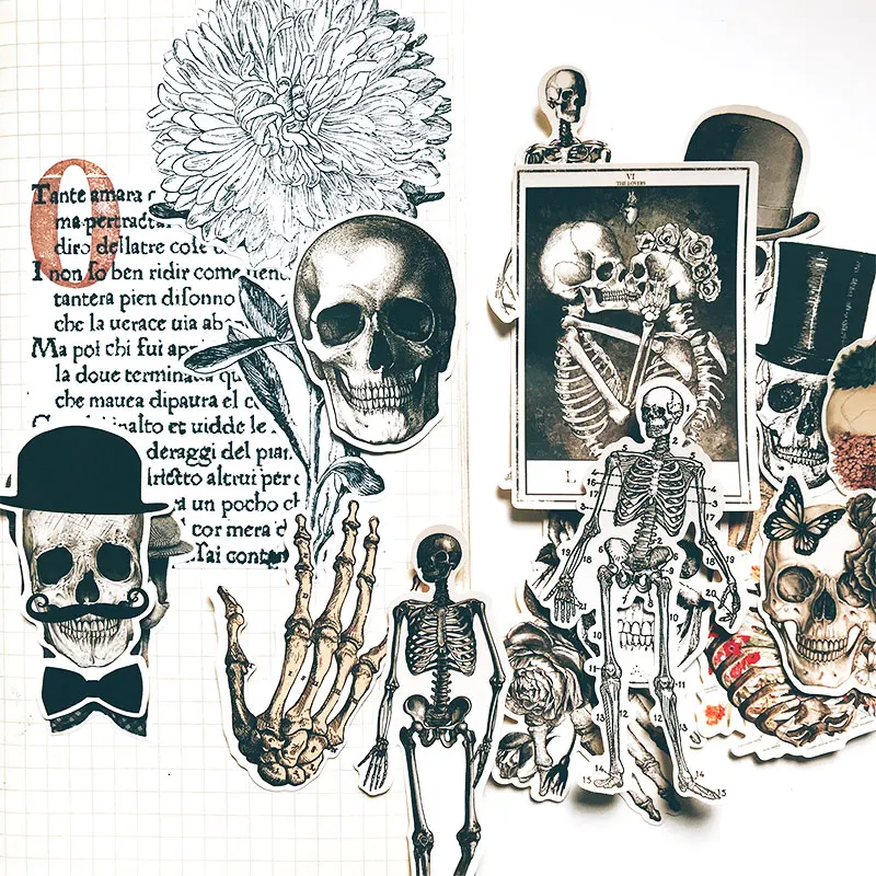 

14 pcs Retro Skull Sexy Bones Elegant Slut Decoration Stationery Stickes Diy Ablum Diary Planner Scrapbooking Label Junk Journal