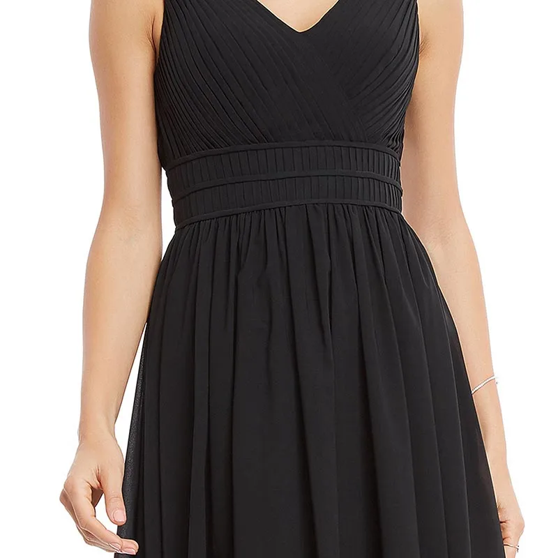 Черное платье для выпускного вечера tanpelll с v образным вырезом кружевное рюшами