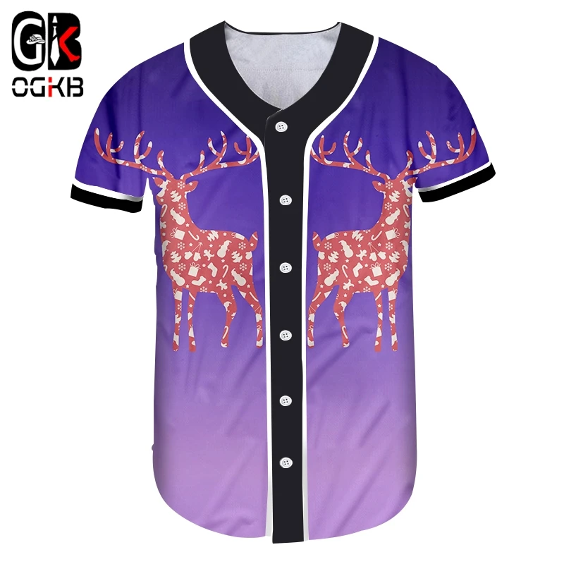 OGKB НОВАЯ РОЖДЕСТВЕНСКАЯ стильная футболка с милым животным узором 3D принт