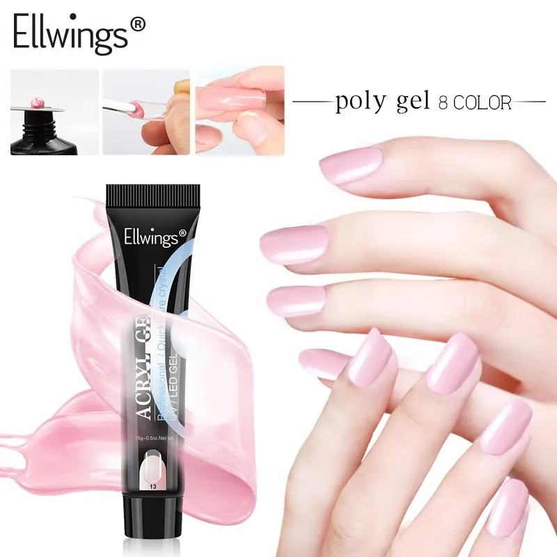Полигель Ellwings для наращивания ногтей Кристальный Желейный гель камуфляжный УФ