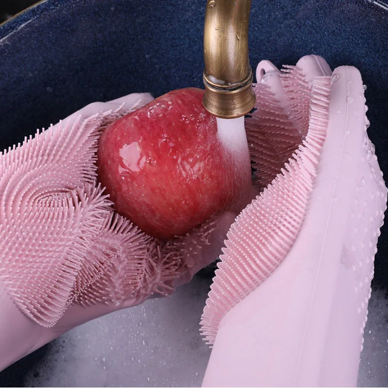 1 пара волшебных силиконовых перчаток для чистки резиновых скрубберов мытья