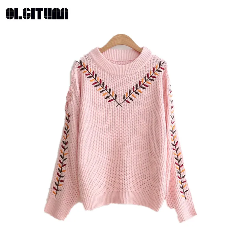 

Autumn New Sweater for Girls Top Pullovers Embroidery Women's Sweater Knit Long Sleeve Teenager Girls Sweater SW842