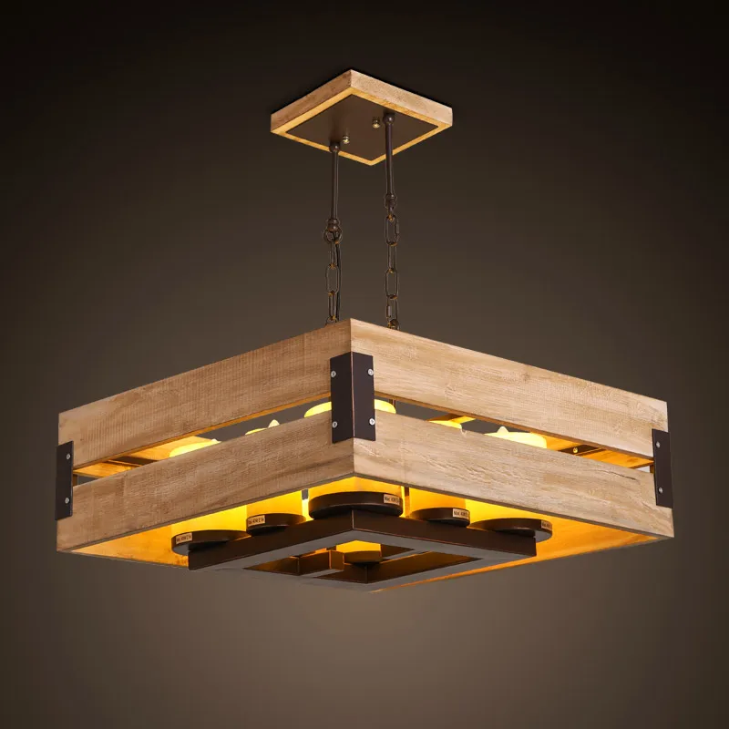 Американский стиль Сельский Лофт Мраморная Свеча из твердой древесины Подвесная