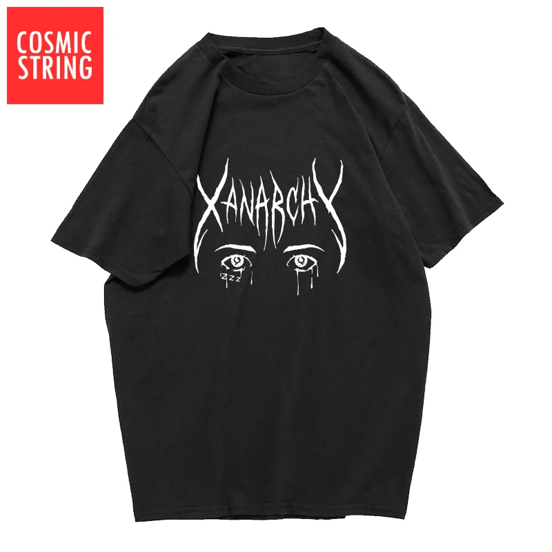 BXX0102AT-BLK COSMIC STRING, хлопок, xxxtentacion, крутая Мужская футболка с принтом черепа, повседневная мужская футболка с коротким рукавом и круглым вырезом, футболки - Цвет: BXX0102AT-BLK