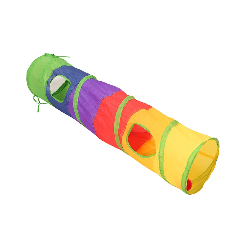 Tunnel Красочные игрушки для кошек, набор для домашних животных, складной туннель, 4 отверстия, игровые трубки, шарики, перо, в форме мыши, для домашних животных, котенок, кошка, интерактивные материалы - Цвет: Tunnel