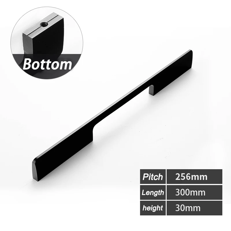 299-256 mm black AOBT Современная Длинная черная золотая для шкафа ручки шкаф кухонный шкаф ручки для выдвижных ящиков дверное оборудование для обработки мебели 299 - Цвет: 299-256 mm black