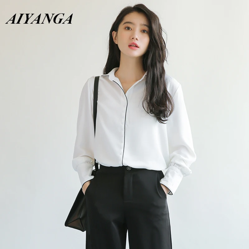 

Autumn White Red Blouse Women Office Career Shirts Tops 2018 Fashion Striped Spliced Casual Long Sleeve Blouses Femme Blusa