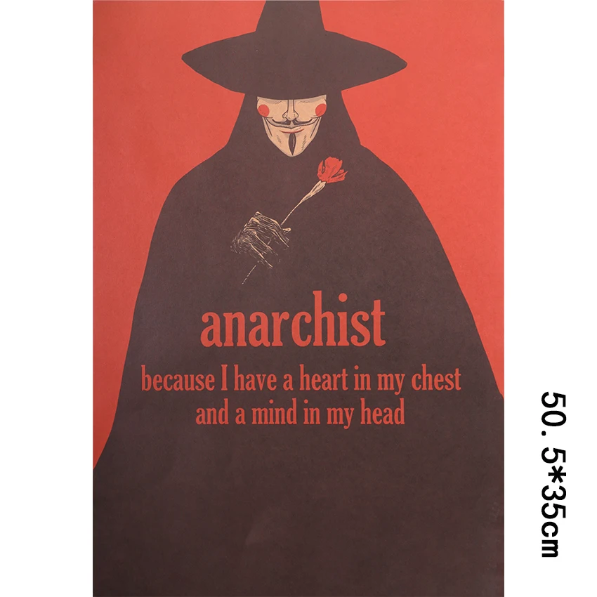 

TIE LER V for Vendetta Kraft Paper Poster Movie Vintage Paper Poster Retro Art Wall Decoration Wall Sticker 50.5X35cm