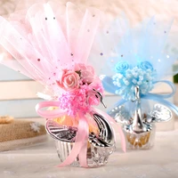 50 pcs european styles acrylic silver elegant swan candy box wedding gift favor party chocolate boxes full accessory