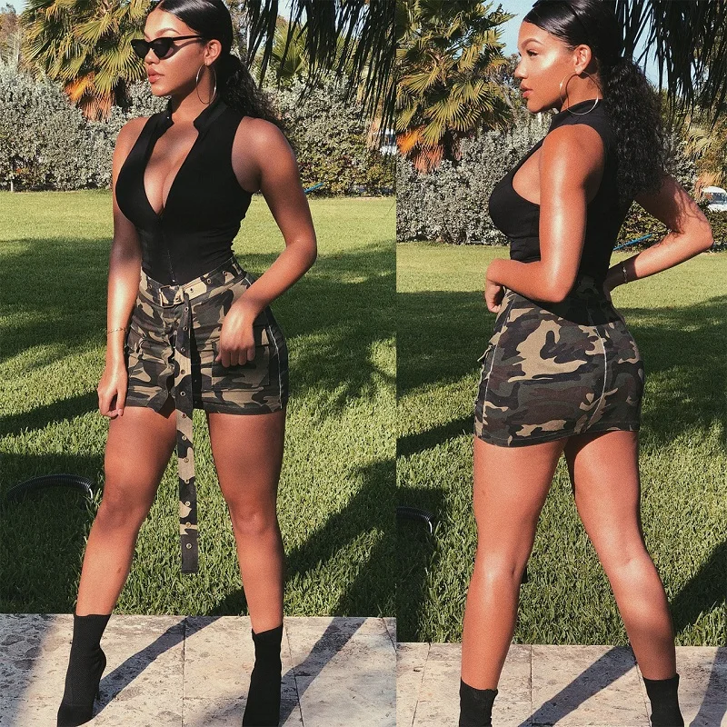 Женская камуфляжная мини юбка повседневная облегающая особого дизайна|Женские