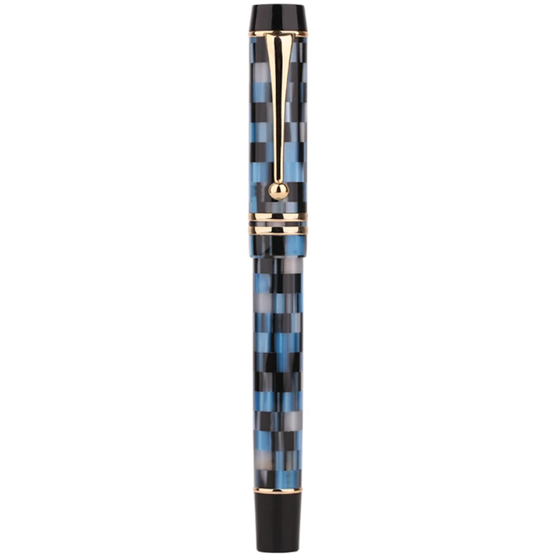 Blue Moonman M600 целлюлоидная Шахматная перьевая ручка Германия шмифт тонкий наконечник 0,5 мм отличный модный офисный писательский подарочный набор - Цвет: Blue