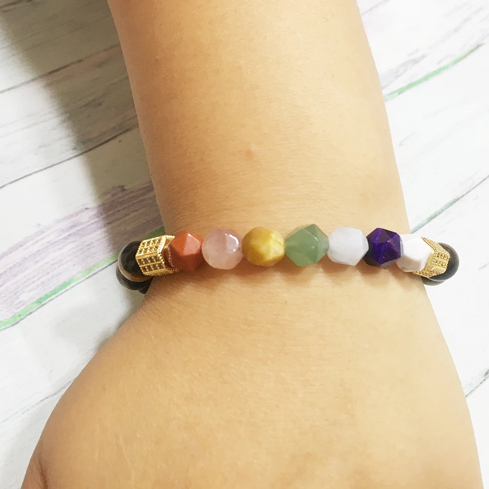 Женский браслет для йоги Ruberthen тигровый глаз бриллиант d 7 чакр высокое качество