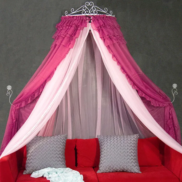 wine red dark pink XYZLS роскошный дворцовый принцесса твердая кровать Валанс дома покрывало для кровати Универсальный цвета розы, красный, розовый однодверная москитная сетка-балдахин - Цвет: wine red dark pink
