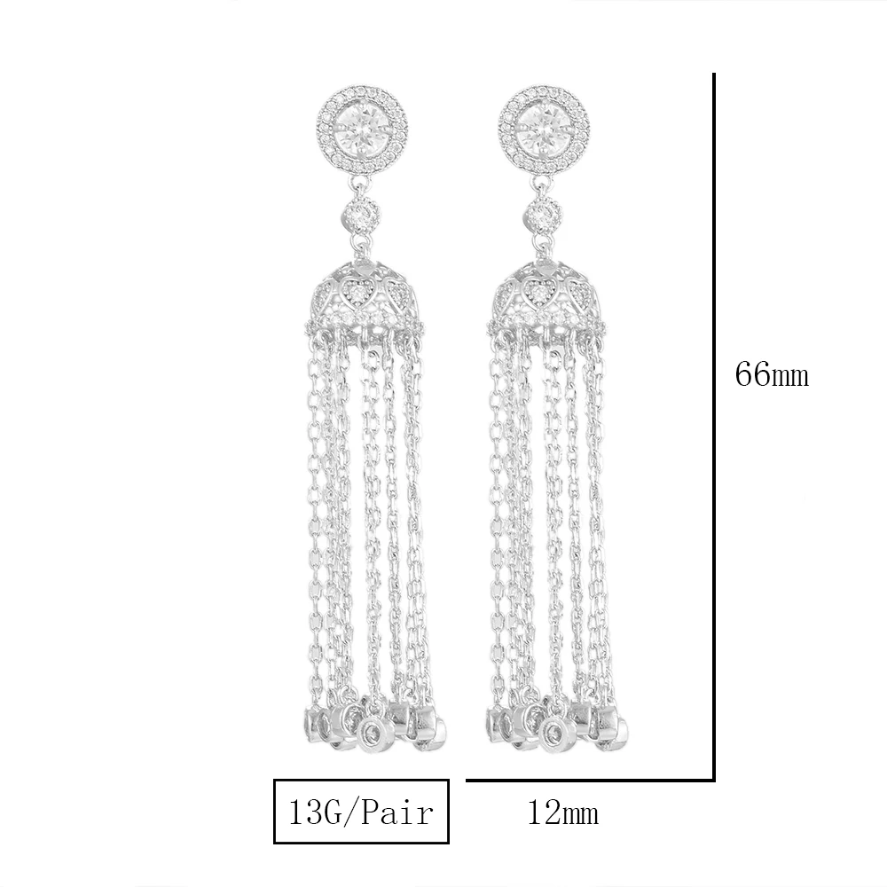 

SisCathy Charms Long Tassel fringe Earrings for Women Trendy Elegant Cubic Zirconia Dangle Drop Earrings 2019 New Jewelry