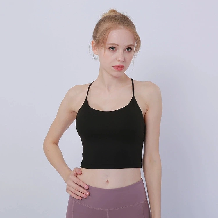 Женские безрукавные Твердые Cami Slim Fit атлетические тренажерный зал бег спортивные майки с чашками