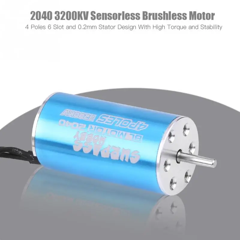 Бесщеточный двигатель 2040 3200KV с 4 полюсами бесщеточный 23 мм вал для 1/20 1/22 1/24 RC