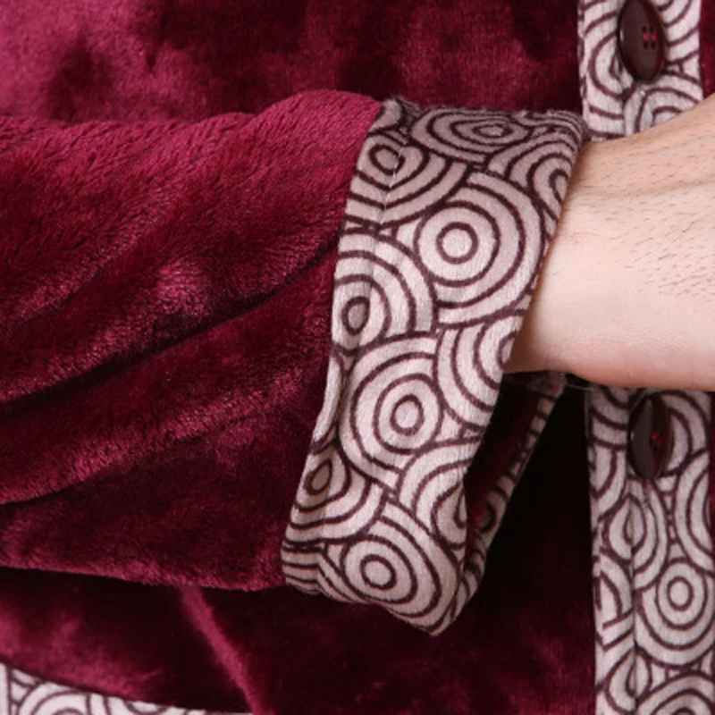 Winter Men's Pajamas Long Sleeve Sleepwear 100% Flannel Solid Men's Sleepwear Home Lounge Pajama Sets Plus size Sleepwear