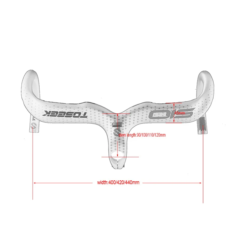 TOSEEK дороги углерода руль с стволовых серебристый матовый/глянец 400/420/440*90/100/ 110/120