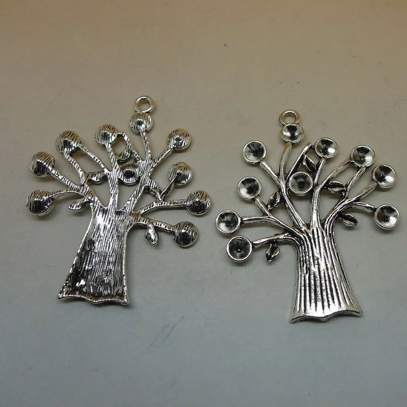 

ALYMMO 2pcs/lot Antique Silver Fashion DIY Tree Pendant 59x51mm Big Tree Drops for Creative Handmade Jewelry
