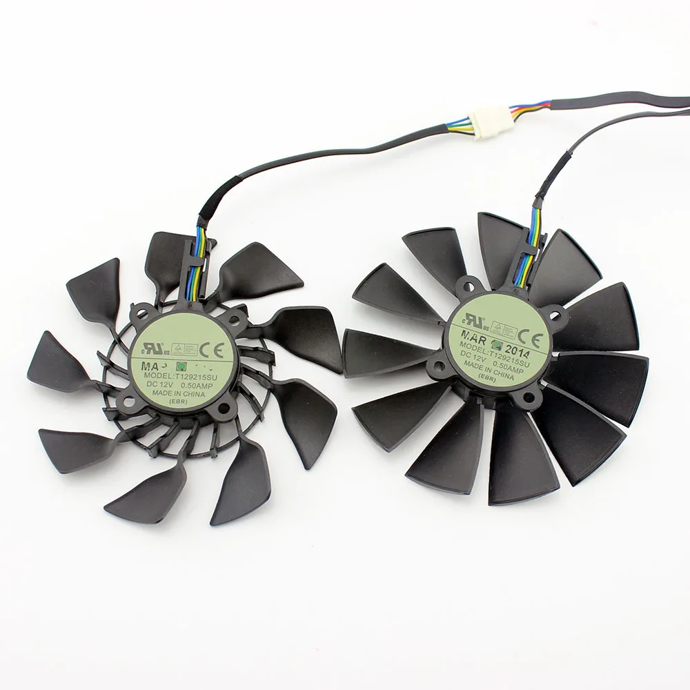 2PCS 95 мм T129215SU DC 12V 0.5A для ASUS GTX760 780 780TI R9 280 290 R9 280X 290X R9 390 390X GTX970 VGA карта Вентилятор охлаждения - Цвет лезвия: 2PCS