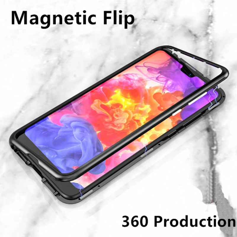 Магнитная адсорбции флип чехол для iPhone XR XS макс. закаленное стекло Жесткий PC