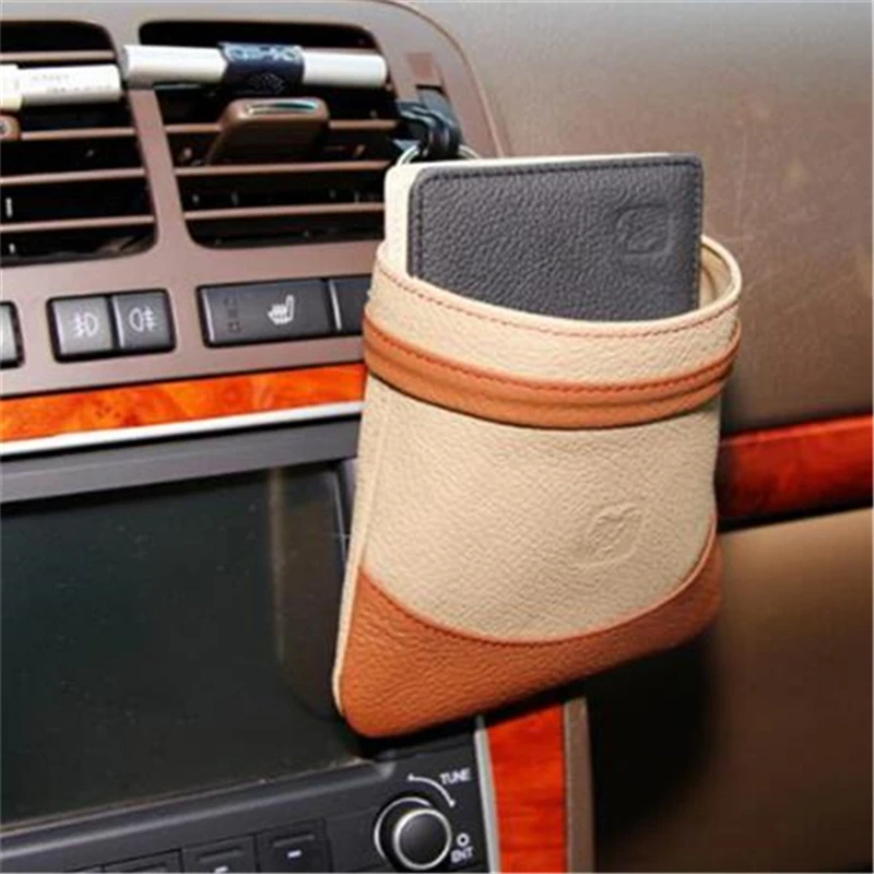 Искусственная кожа держатель на вентиляционное отверстие автомобиля карманный