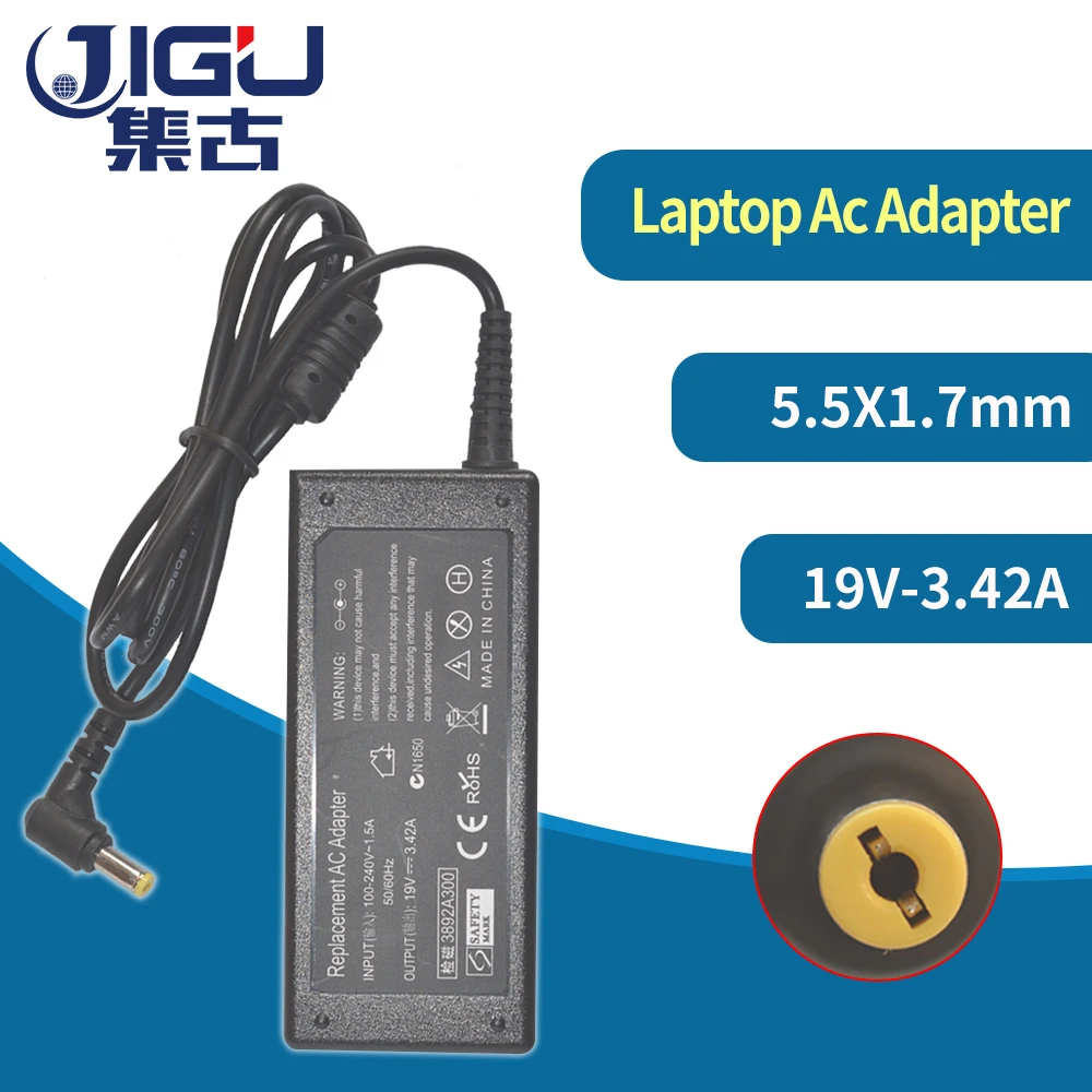 JIGU Новый 19V 3.42A 5 5x1 7 мм AC адаптер ноутбука Зарядное устройство для Acer Aspire 6920 7520 1690