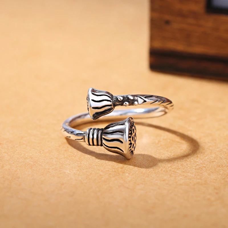 

MEYRROYU 925 Sterling Silver Korean Fashion Retro Lotus Rings Thai Silver Jewelry Ladies Finger Jewelry Gifts 2021 New Wholesale