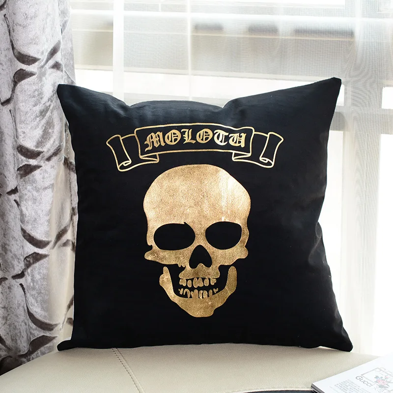 Punk Style Mexico Skull Cotton Linen Cushion Chair Seat and Back Square Pillowcase Home Garden Decorative | Дом и сад