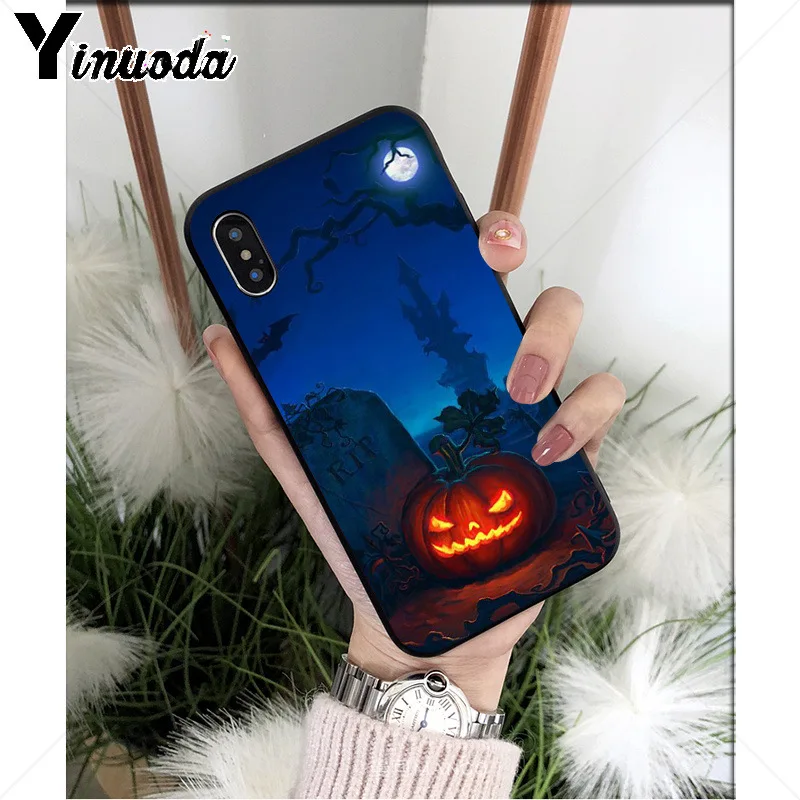 Yinuoda чехол для телефона на Хэллоуин тыква черный мягкий из ТПУ iPhone 6S 6plus 7 7plus 8Plus X Xs