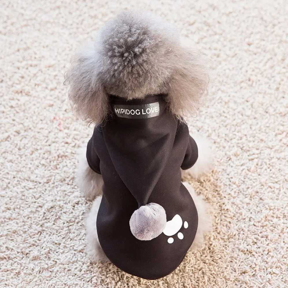 dog hoodies Winter New Pattern Pompon Hats Personality The Pets Black Bring Spring Clothes Poodle Bear Real Bipod CW-YF22 | Дом и сад