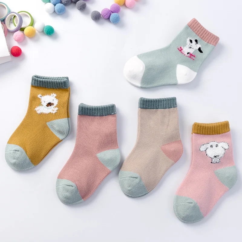 5pairs/lot Winter Autumn Cotton Cartoon Mid Tube Socks Breathable Newborn Baby Girl Warm Soft Infant Boy | Детская одежда и обувь