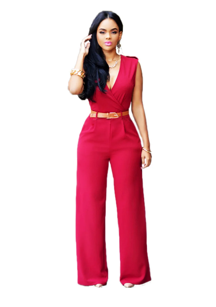 2019 Bodysuit Sexy Bodycon Boho Jumpsuit Orange Romper Long Sleeve Women V Neck Jumpsuits Elegant Full Length Harajuku Overalls | Женская