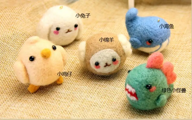 

Hand Little Monster wool felting needlepoint kit home felt needlecraft DIY craft handmade needlework with tools plus