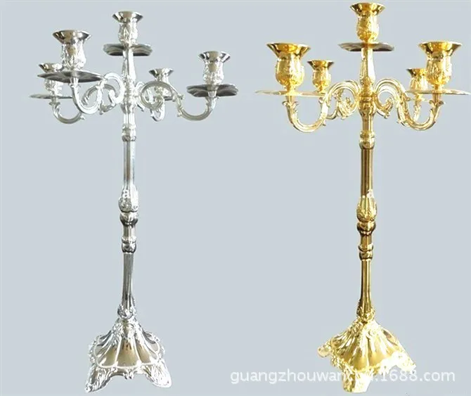 

83cm Tall gold metal floor candelabra wedding centerpiece 5-arms candelabrum party supplies 12pcs/lot