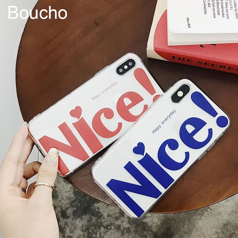 Boucho мультфильм письма чехол для iPhone X XS Max XR забавные Прекрасный принт случаях Iphone