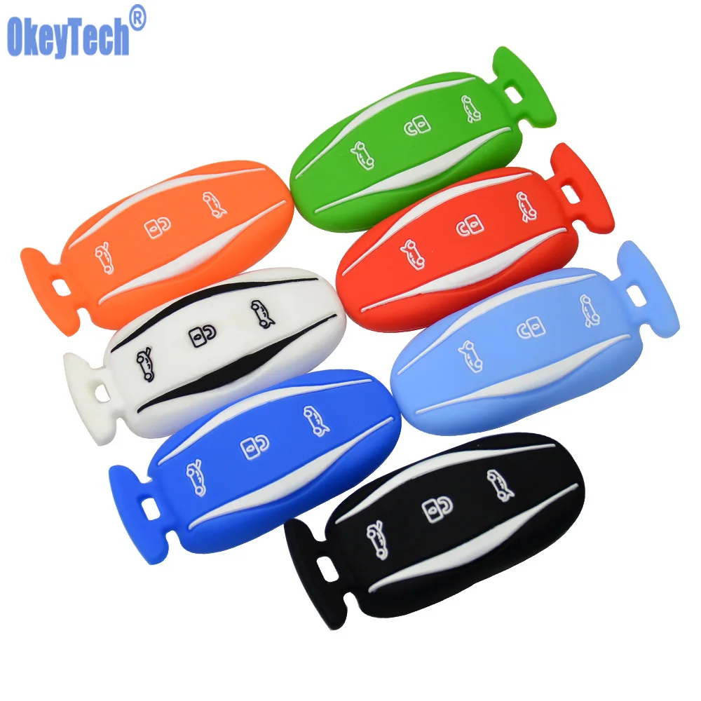OkeyTech силиконовый резиновый 3 кнопки автомобильный чехол для брелка с ключом