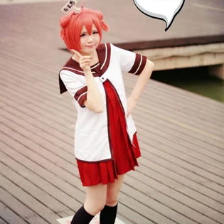 Yulu Yuri Yuruyuri Akari Akaza Chinatsu Yoshikawa Kyouko Toshinou Yui Funami Летний стиль школьная форма косплей