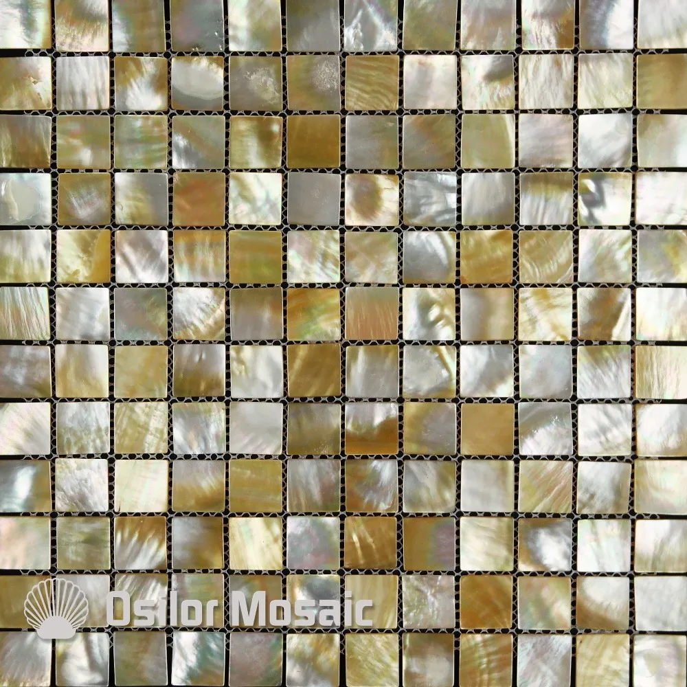 

free shipping 100% yellowlip sea shell natural yellow color mother of pearl mosaic tile for interior house decoration wall tiles