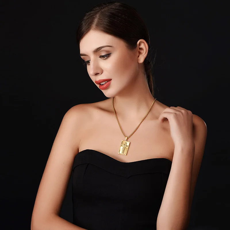 U7 Мужская Стальная Цепочка С Подвеской Ожерелье Ювелирные Изделия Крест