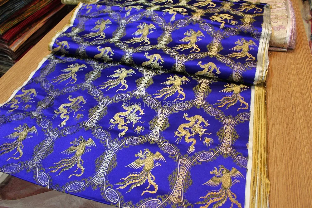 Китайская шелковая парча тканая Дамасская ткань cheongsam Подушка Сапфировая синяя