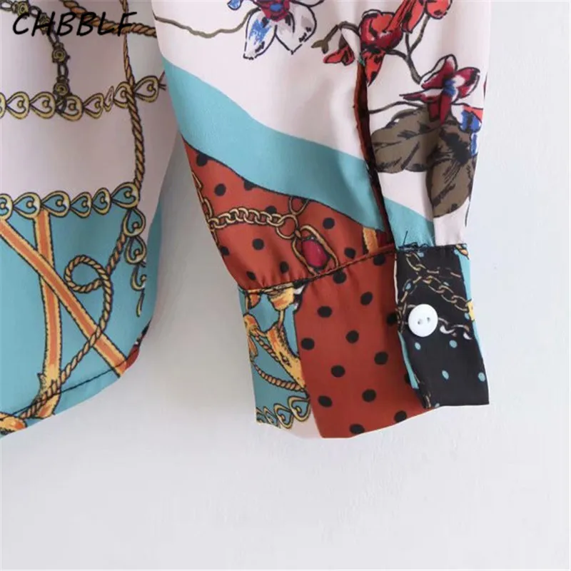 CHBBLF Женские винтажные блузки с геометрическим рисунком Женская повседневная