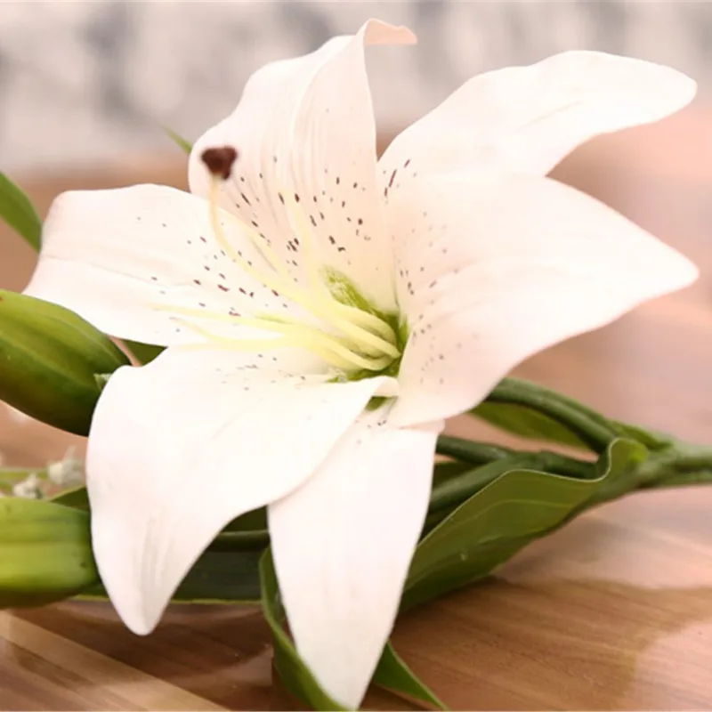Настоящее прикосновение цветы лилии латексные искусственные 3 головки букеты из