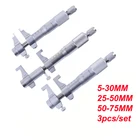 Метрический карбидный Трещоточный винтовой датчик, микрометры, измерительные инструменты, 3 шт., диаметром 5-30 мм25-50 мм50-75 мм 0,01 мм