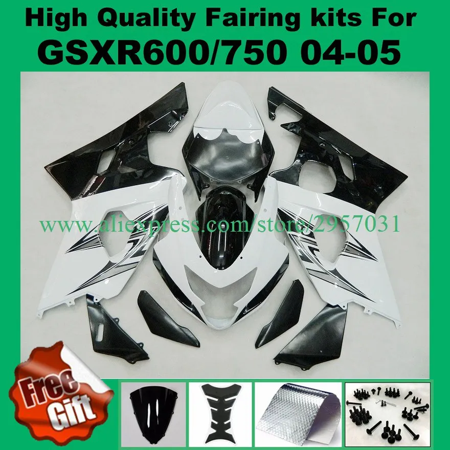 

Injection Fairing kit for GSXR600 GSXR750 2004 2005 SUZUKI K4 K5 GSX-R600 GSX-R750 04 05 #B00W1 fairings GSXR600 750 White black