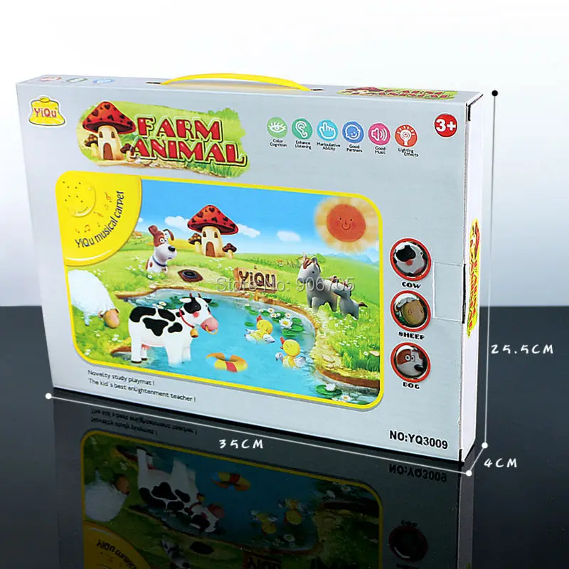

29x48CM Baby Farm Animal Musical Touch Play Singing Gym Carpet Mat Toy,musical carpet play mat with led light