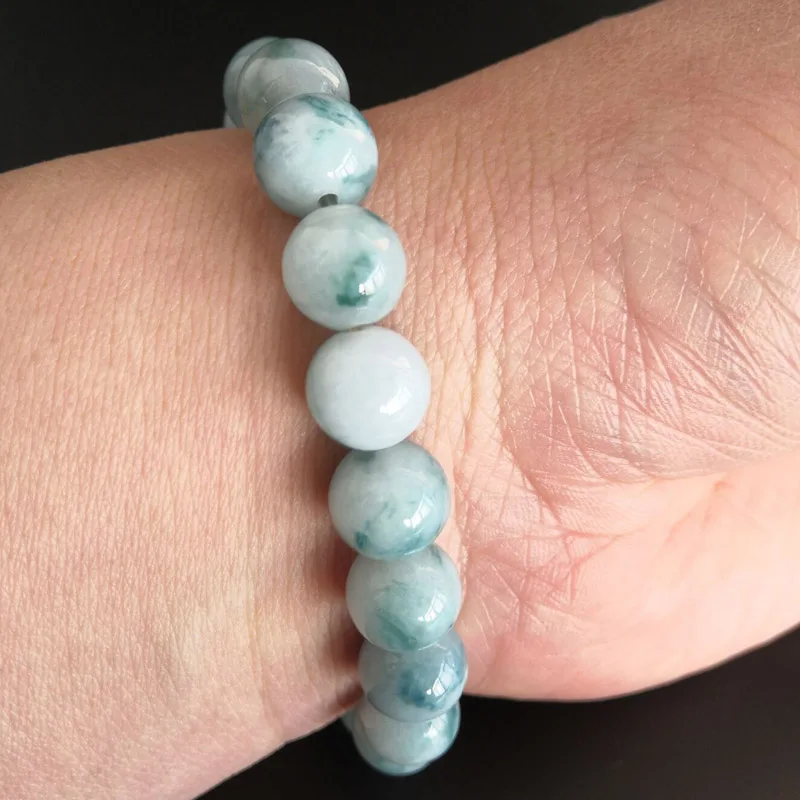 Natural Myanmar Emerald Floating Flower Bracelets Drop Shipping Luck Amulet Jade Stone For Men And Women Gift | Украшения и