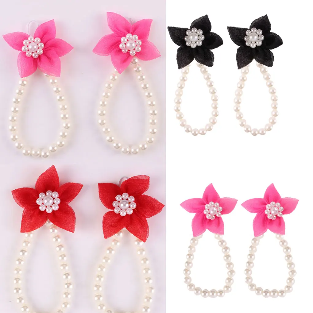 Детские искусственные жемчужные браслеты на ногу с цветочным рисунком для