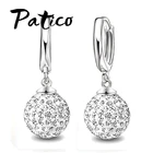 Бесплатная доставка, стерлингового серебра 925 пробы, с австрийскими стразами, диско-шарик кольцо, с рычагом, женские Украшения, много цветов